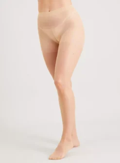 Caramel Nude 15 Denier Gloss Tights 2 Pack M