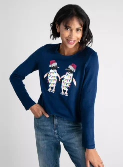 Christmas Navy Penguin Knitlook Top 16 -Cheap Zest Garb Store tuc139795160 Navy R Z001A 1