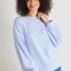 Blue Ribbed Knit Look Top - 16 -Cheap Zest Garb Store tuc140010032 Blue R Z001A