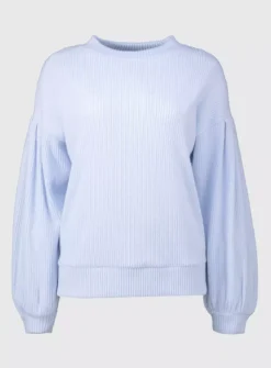 Blue Ribbed Knit Look Top - 16 -Cheap Zest Garb Store tuc140010032 Blue R Z003A