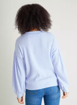 Blue Ribbed Knit Look Top - 16 -Cheap Zest Garb Store tuc140010032 Blue R Z004A