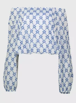 White Broderie Bubble Hem Coord Top - 18 -Cheap Zest Garb Store tuc140645759 Blue R Z003A