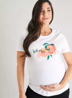 MATERNITY White Feeling Peachy T-Shirt - 12 -Cheap Zest Garb Store tuc140732502 White R Z001A