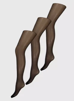 Nearly Black 15 Denier Gloss Tights 3 Pack L