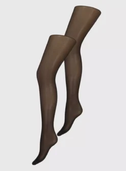 Nearly Black Medium Support 20 Denier Tights 2 Pack L