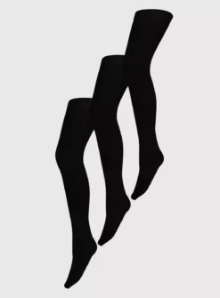Black 60 Denier Opaque Tights 3 Pack L