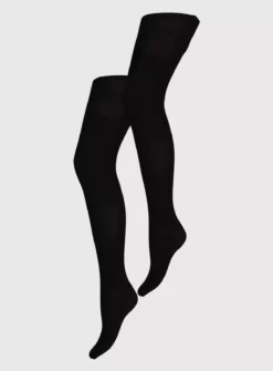 Black Silky 30 Denier Opaque Tights 2 Pack M
