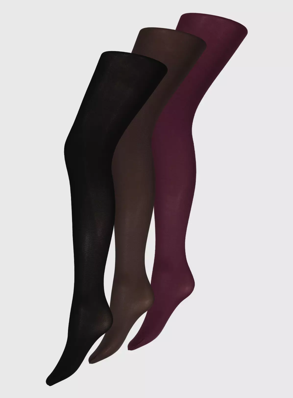 Black, Mulberry, Chocolate 60 Denier Opaque Tights 3 Pack XL 3 Black, Mulberry, Chocolate 60 Denier Opaque Tights 3 Pack XL