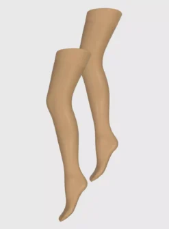 Caramel Nude 15 Denier Gloss Tights 2 Pack S