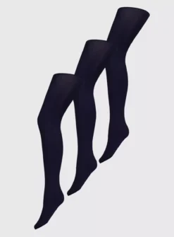 Navy 100 Denier Opaque Tights 3 Pack XL
