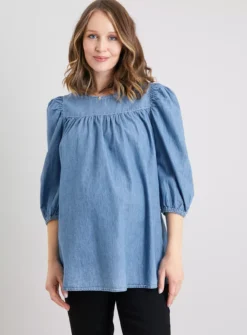 MATERNITY Blue Denim Blouse - 12 -Cheap Zest Garb Store tuc141399351 Mid20Denim R Z001A