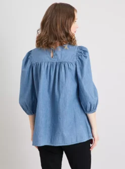 MATERNITY Blue Denim Blouse - 12 -Cheap Zest Garb Store tuc141399351 Mid20Denim R Z004A