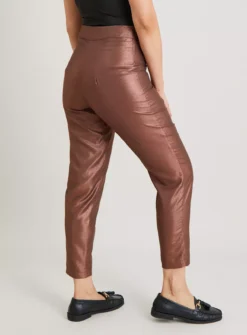 Bronze Sparkly Tapered Trousers - 12 -Cheap Zest Garb Store tuc141594623 Brown R Z004A