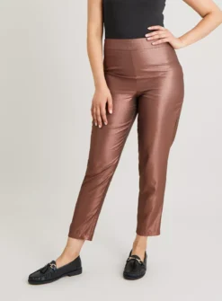 Bronze Sparkly Tapered Trousers - 22 -Cheap Zest Garb Store tuc141594674 Brown R Z001A