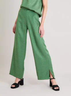 Green Satin Jacquard Coord Trousers - 12R -Cheap Zest Garb Store tuc141632714 Green R Z001A