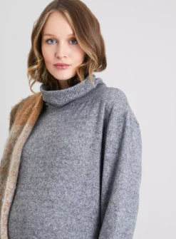 MATERNITY Grey Soft Touch Roll Neck Jumper Dress - 16 -Cheap Zest Garb Store tuc141690244 Grey R Z002A