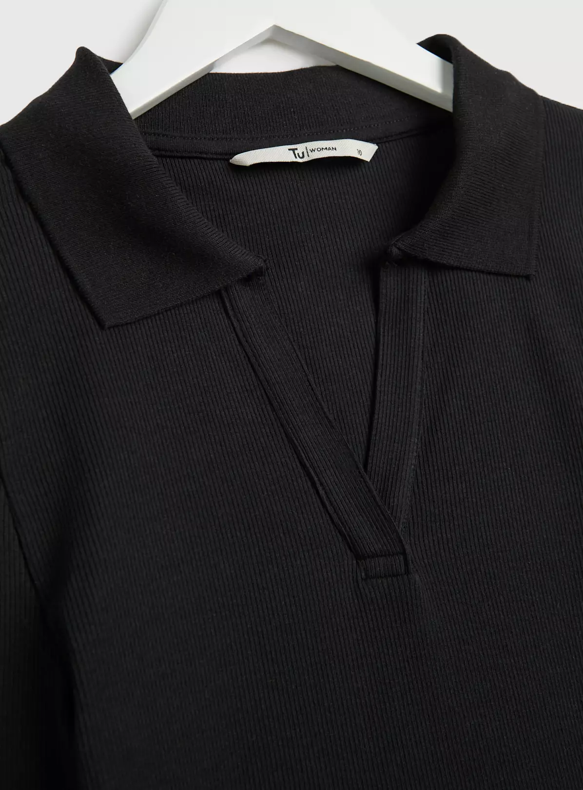 Black Collared Skinny Fit Rib Top - 16 3 Black Collared Skinny Fit Rib Top - 16