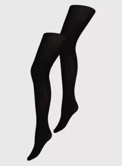 Black 60 Denier Opaque Tights 2 Pack L