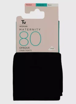 MATERNITY Black Opaque 80 Denier Tights S
