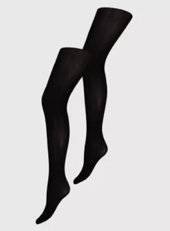 Black Silky 60 Denier Opaque Tights 2 Pack L