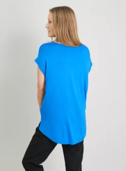 Blue Satin Front V-Neck Top 16 -Cheap Zest Garb Store tuc141787388 Blue R Z004A