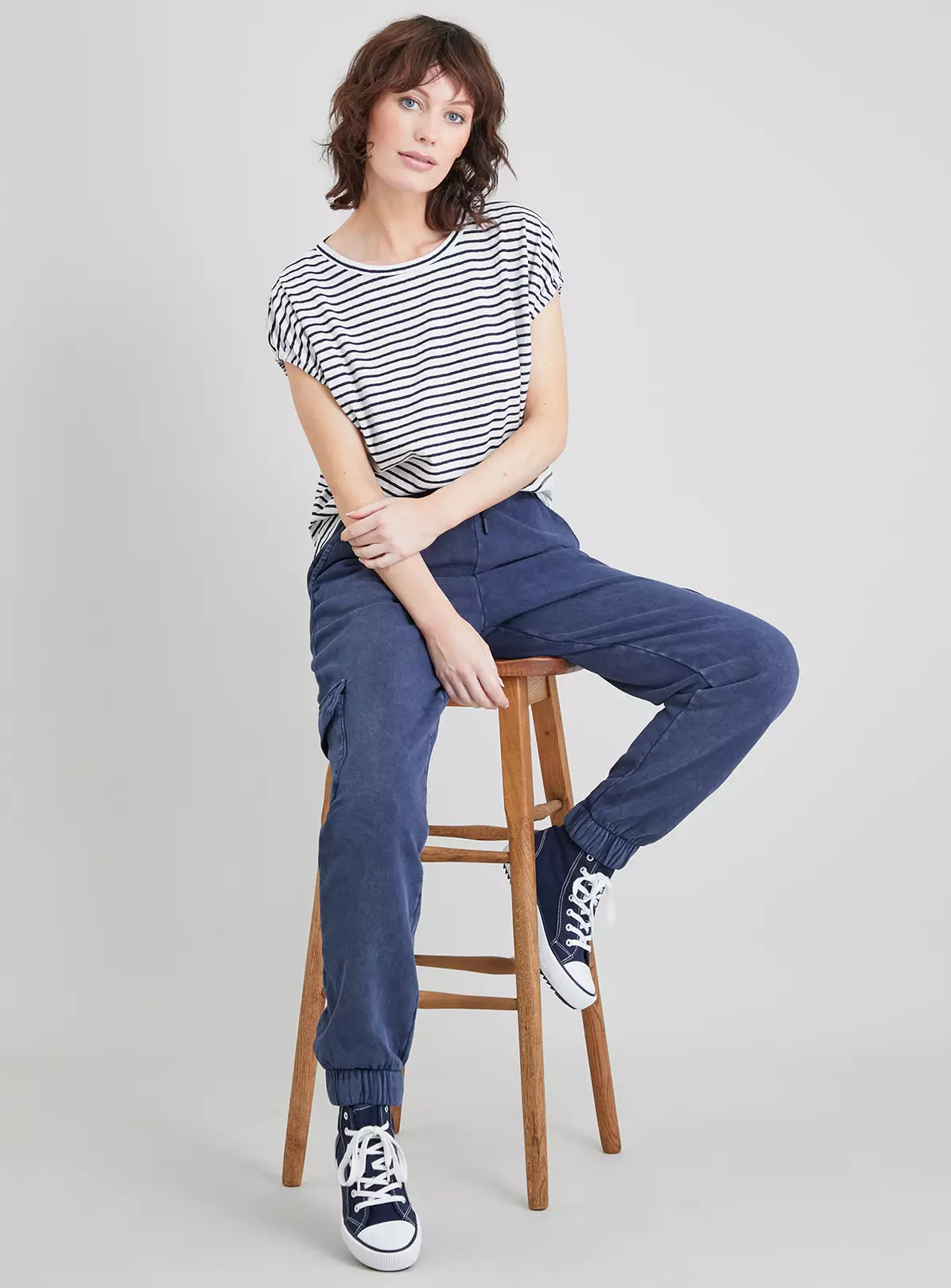Navy Stripe Linen Rich T-Shirt - 14 3 Navy Stripe Linen Rich T-Shirt - 14