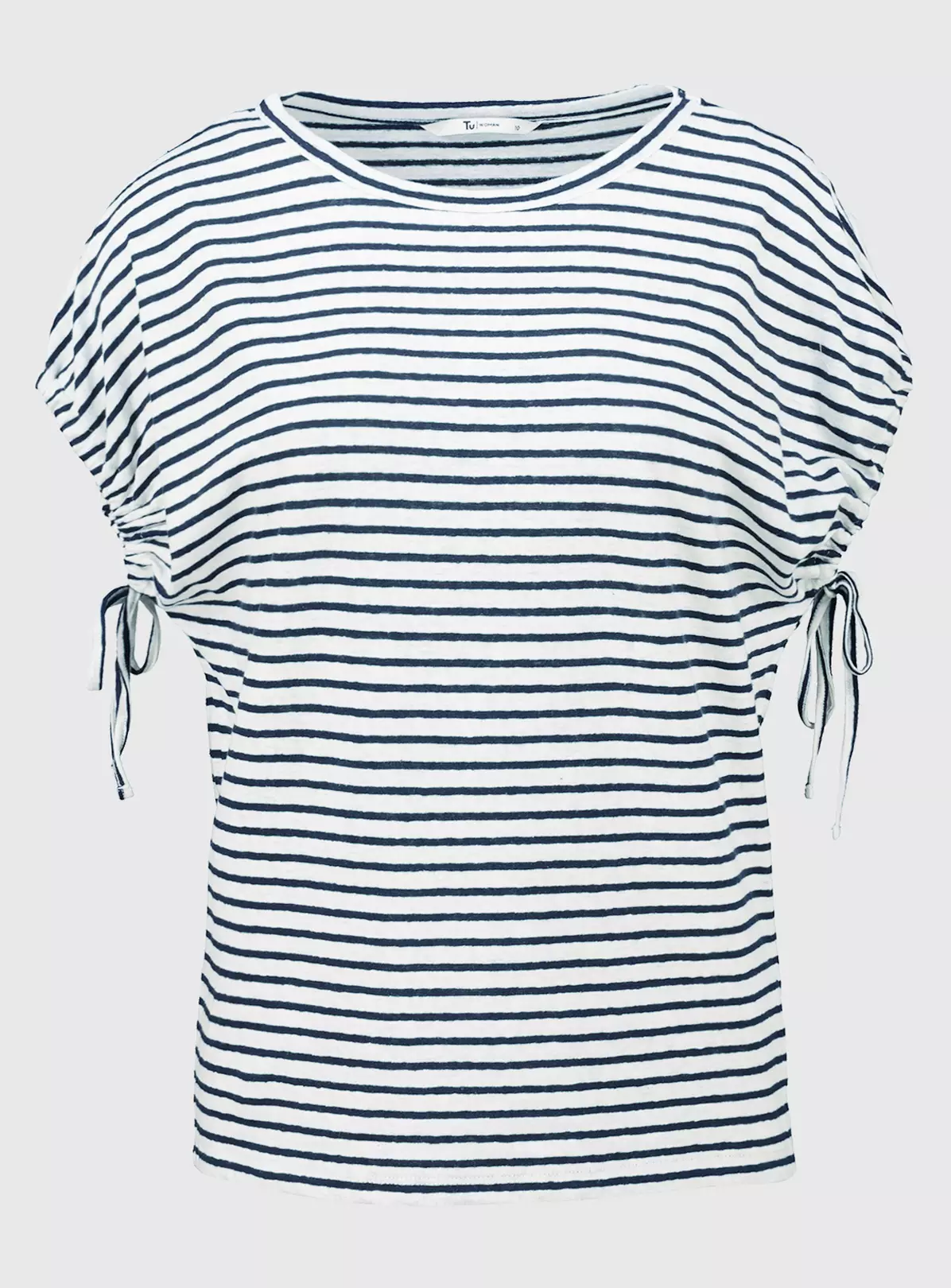 Navy Stripe Linen Rich T-Shirt - 14 5 Navy Stripe Linen Rich T-Shirt - 14 - Image 3