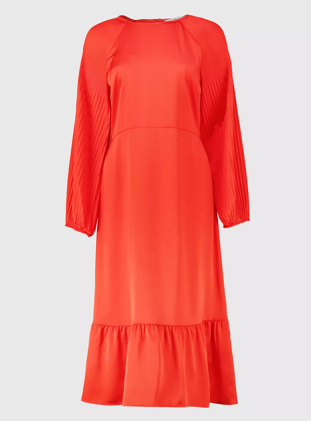 Red Satin Plissé Sleeve Midi Dress 14 6 Red Satin Plissé Sleeve Midi Dress 14 - Image 4
