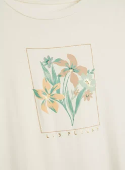 Cream Les Fleurs Relaxed Longline T-Shirt - 18