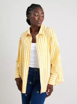 Yellow Stripe Oversized Poplin Shirt 14 -Cheap Zest Garb Store tuc142060885 Yellow R Z001A 1