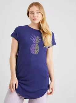 Navy Pineapple Embellished Relaxed Longline T-Shirt - 18 11 Navy Pineapple Embellished Relaxed Longline T-Shirt - 18 -Cheap Zest Garb Store tuc142074398 Navy R Z001A