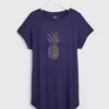 Navy Pineapple Embellished Relaxed Longline T-Shirt - 18 -Cheap Zest Garb Store tuc142074398 Navy R Z003A