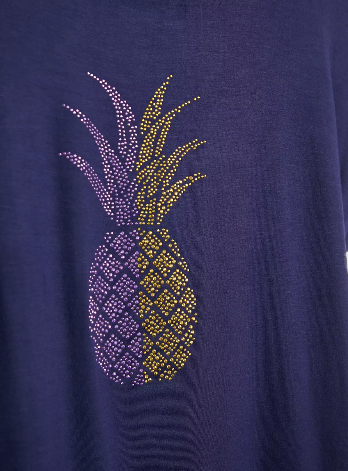 Navy Pineapple Embellished Relaxed Longline T-Shirt - 18 4 Navy Pineapple Embellished Relaxed Longline T-Shirt - 18 - Image 2