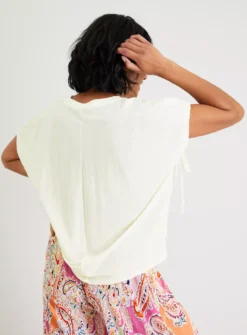 Cream Tie-Sleeve Relaxed Fit Pique Top - 14 11 Cream Tie-Sleeve Relaxed Fit Pique Top - 14 -Cheap Zest Garb Store tuc142163981 Cream R Z005A