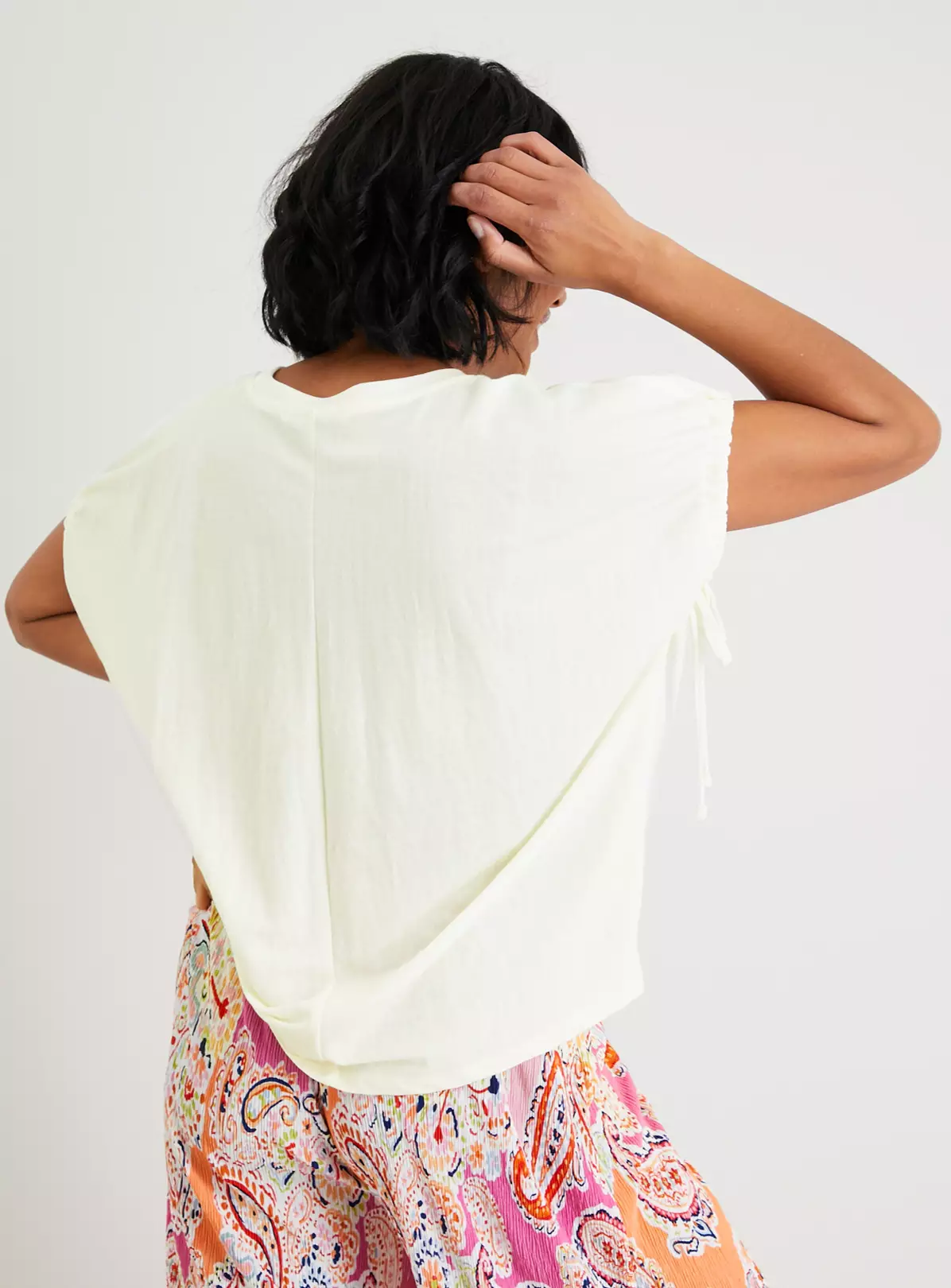 Cream Tie-Sleeve Relaxed Fit Pique Top - 14 7 Cream Tie-Sleeve Relaxed Fit Pique Top - 14 - Image 5