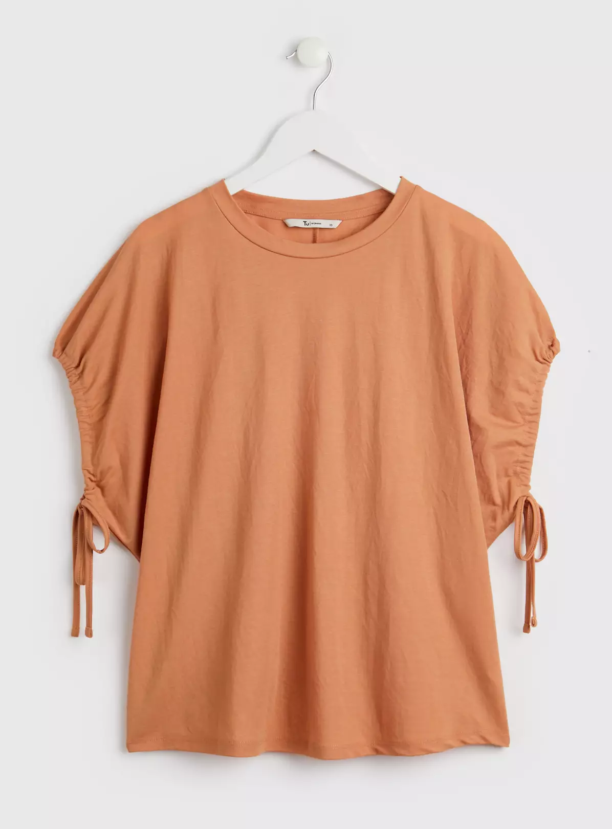 Tan Tie-Sleeve Relaxed Fit Pique Top - 10 5 Tan Tie-Sleeve Relaxed Fit Pique Top - 10 - Image 3