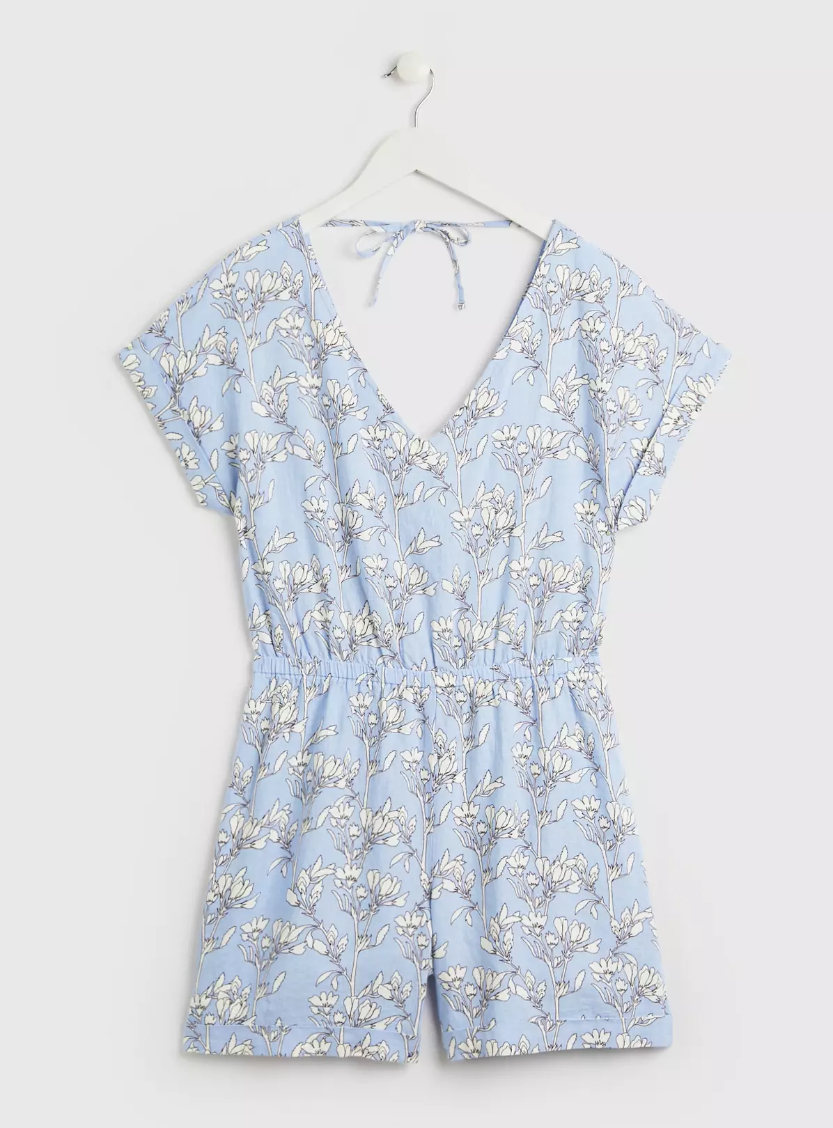 Blue Floral Linen-Rich Playsuit - 22 3 Blue Floral Linen-Rich Playsuit - 22