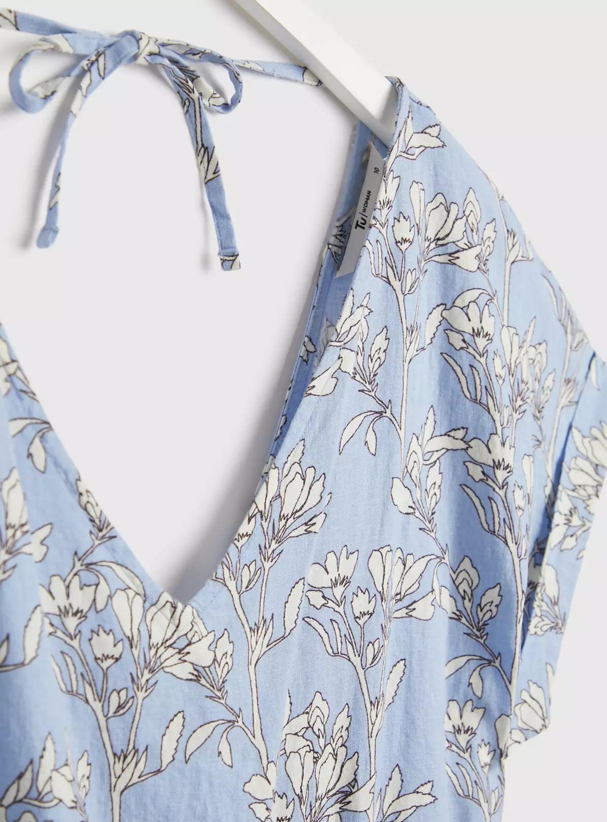 Blue Floral Linen-Rich Playsuit - 22 5 Blue Floral Linen-Rich Playsuit - 22 - Image 3