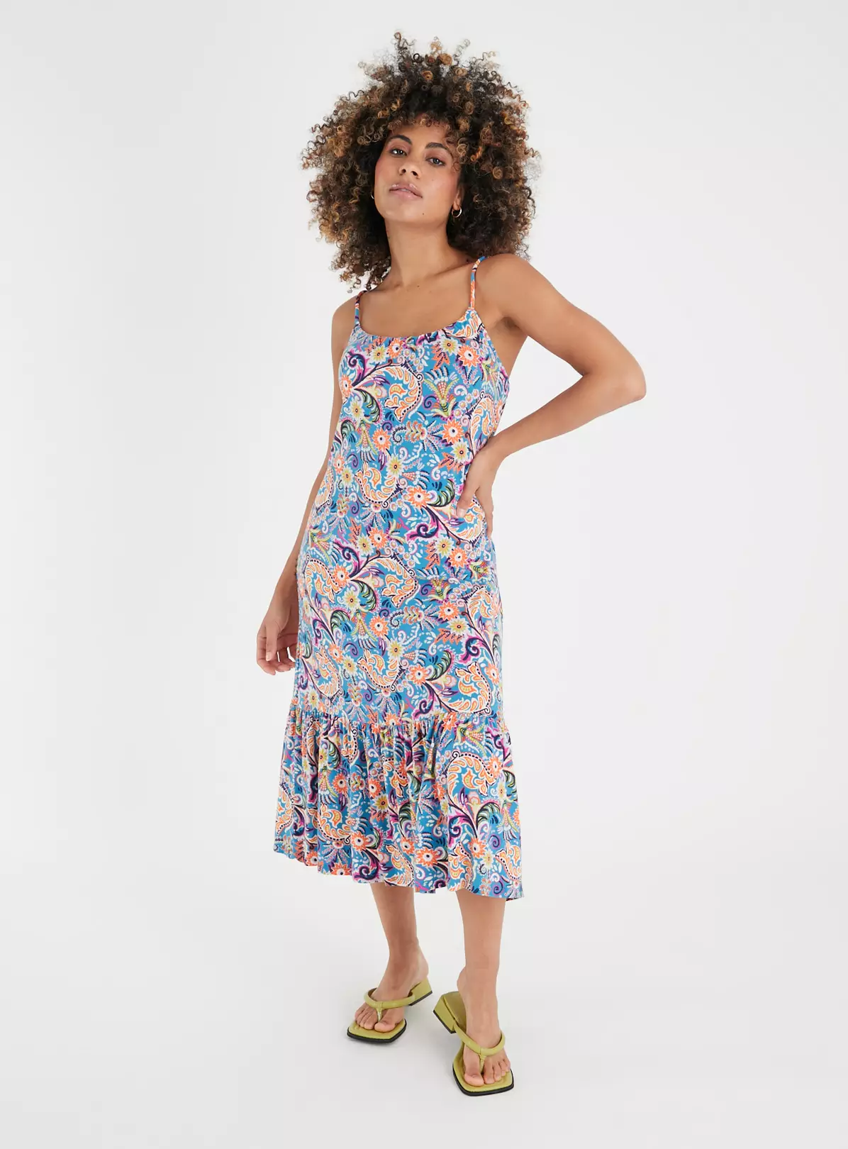 PETITE Blue Paisley Print Tiered Midi Dress 4 5 PETITE Blue Paisley Print Tiered Midi Dress 4 - Image 3