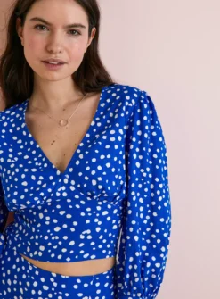 Everbelle Blue Dotty Coord Bodice Top 18 -Cheap Zest Garb Store tuc142231470 Multi20Coloured R Z003A