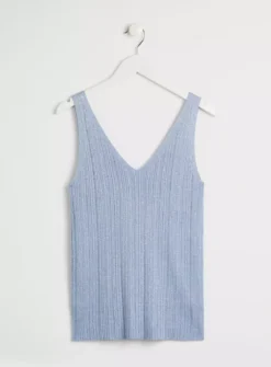 Cornflower Blue Ribbed Glitter Vest Top 22