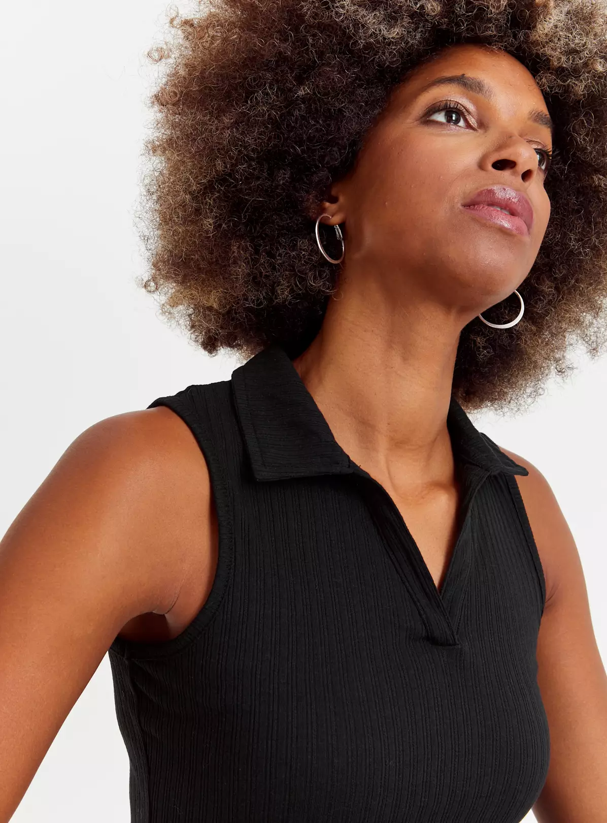 Black Collared Rib Vest Top 26 6 Black Collared Rib Vest Top 26 - Image 4