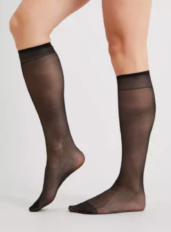 Black 15 Denier Knee High Tights 5 Pack One Size