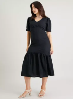 Black Crinkle Midi Dress 26 -Cheap Zest Garb Store tuc142458050 Black R Z001A