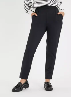 PETITE Black Ponte Trousers 16