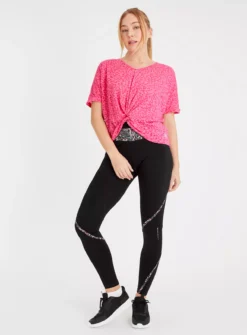 Active Pink Leopard Print Twist T-Shirt 22 -Cheap Zest Garb Store tuc142518892 Pink R Z002A