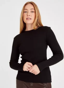 Black Long Sleeve Crew Neck Top 20