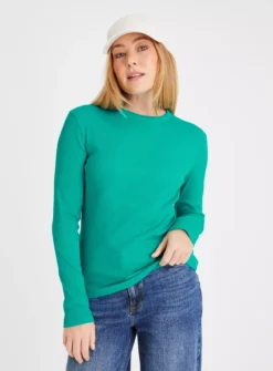Green Long Sleeve Crew Neck Top 26 -Cheap Zest Garb Store tuc142525275 Green R Z001A
