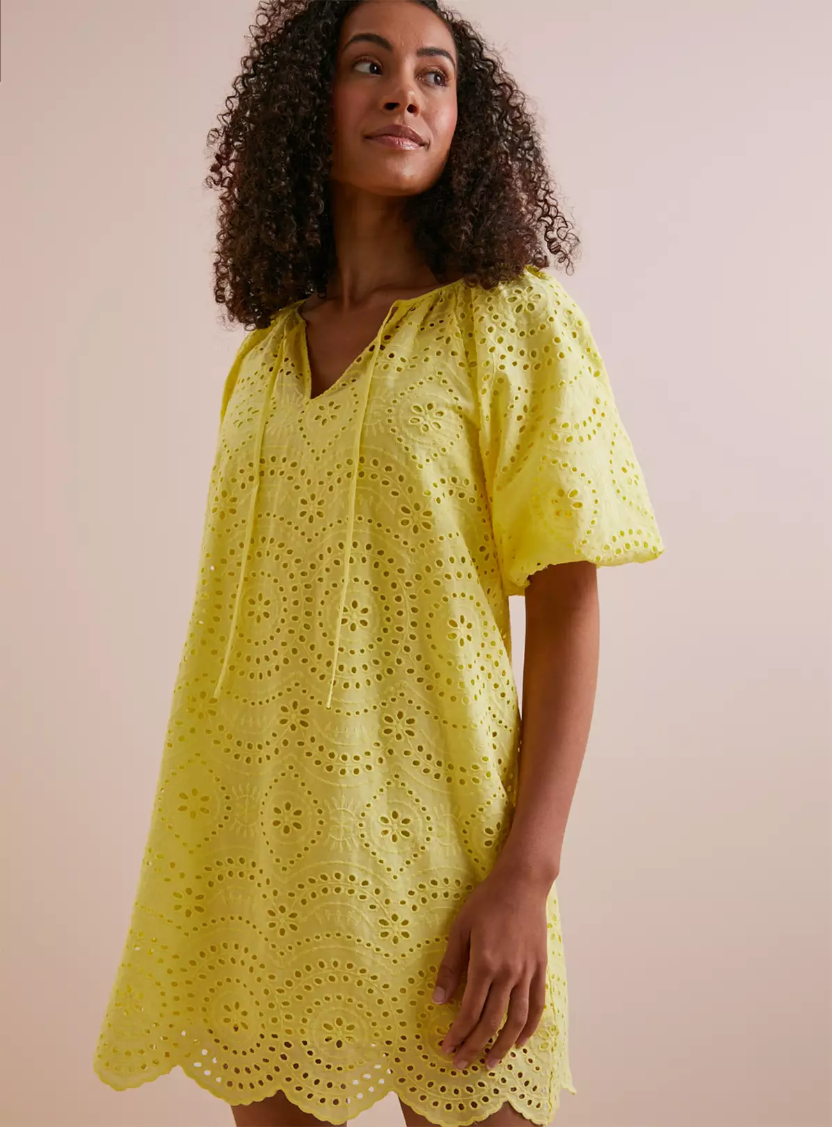 Everbelle Yellow Broderie Mini Dress 16 2 Everbelle Yellow Broderie Mini Dress 16