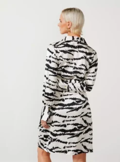 For All The Love Zebra Print Satin Tie Shirt Dress 6 -Cheap Zest Garb Store tuc142761147 Mono R Z004A